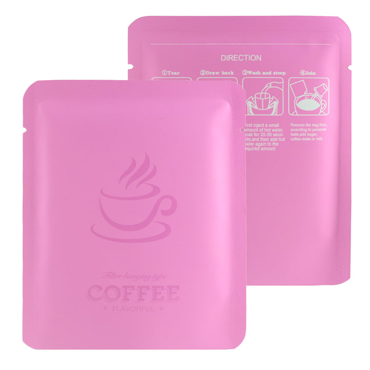 QQ Studio® Matte Brewed Pink Aluminum Open Bottom Bag with Glossy Drip Coffee Design