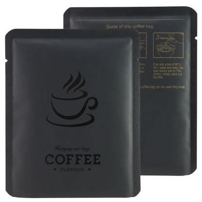 QQ Studio® Matte Coffee Black Aluminum Open Bottom Bag with Glossy Drip Coffee Design