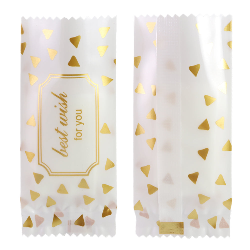 Glossy Printed Triangle Design Plastic Open Fill Pillow Bag