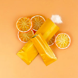 QQ Studio® Double-Sided Glossy Yuzu Orange Aluminum SlickSeal™ Stick Pouches