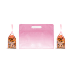 Gradient Sherbet Pink Clear Side Gusset Stand Strong® Bags with Die-Cut Handle