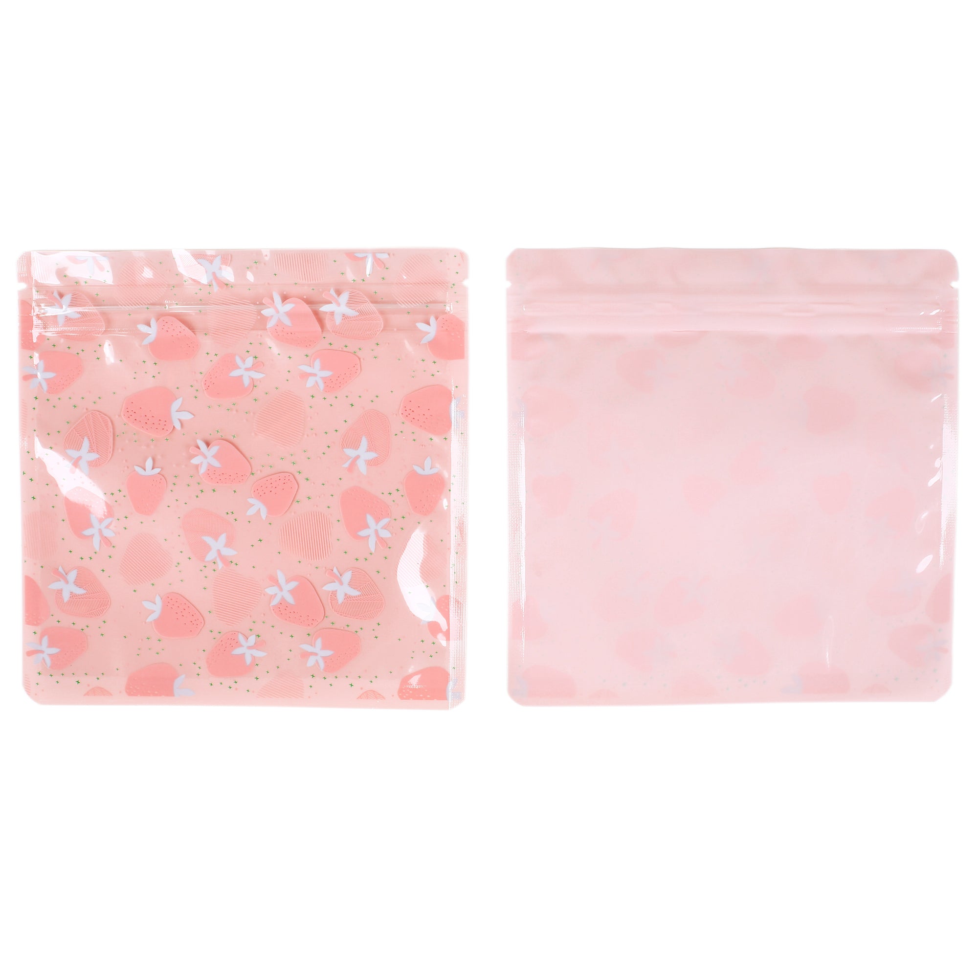 Strawberry Pink Designed Multi-Icon Pattern QuickQlick® Bags with Clear Window