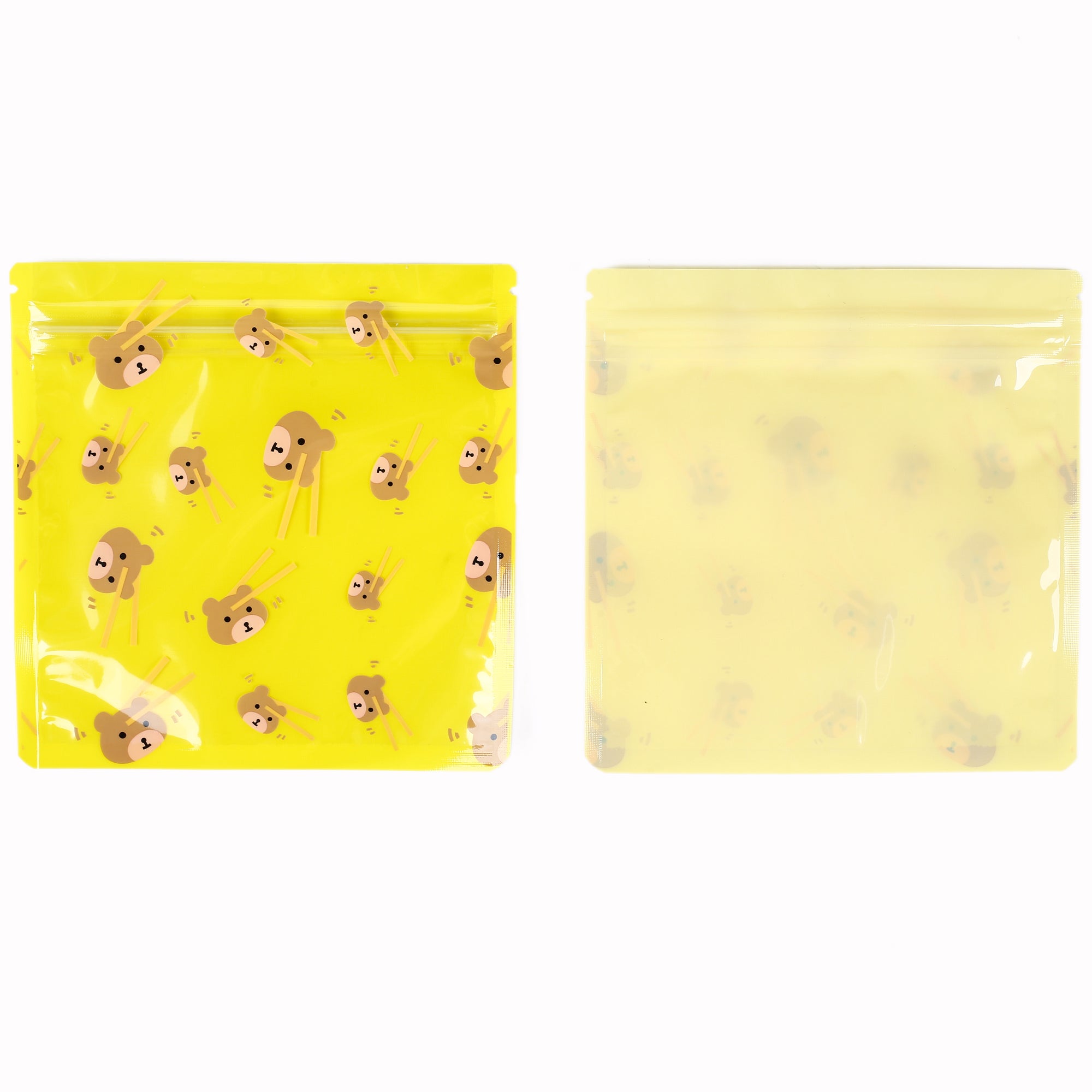 Bear Bun Yellow Designed Multi-Icon Pattern QuickQlick® Bags with Clear Window