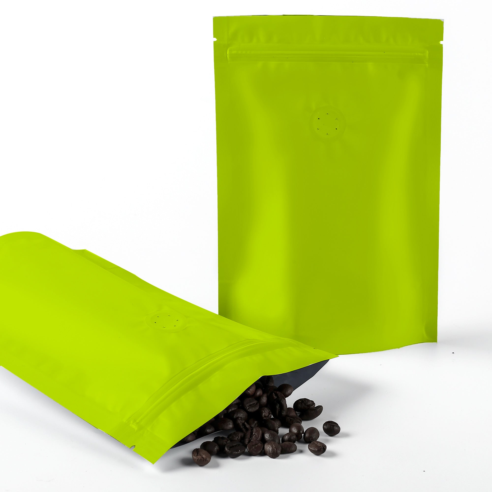 Matte Pistachio Green Mylar Foil Stand Strong® Coffee Valve Bags