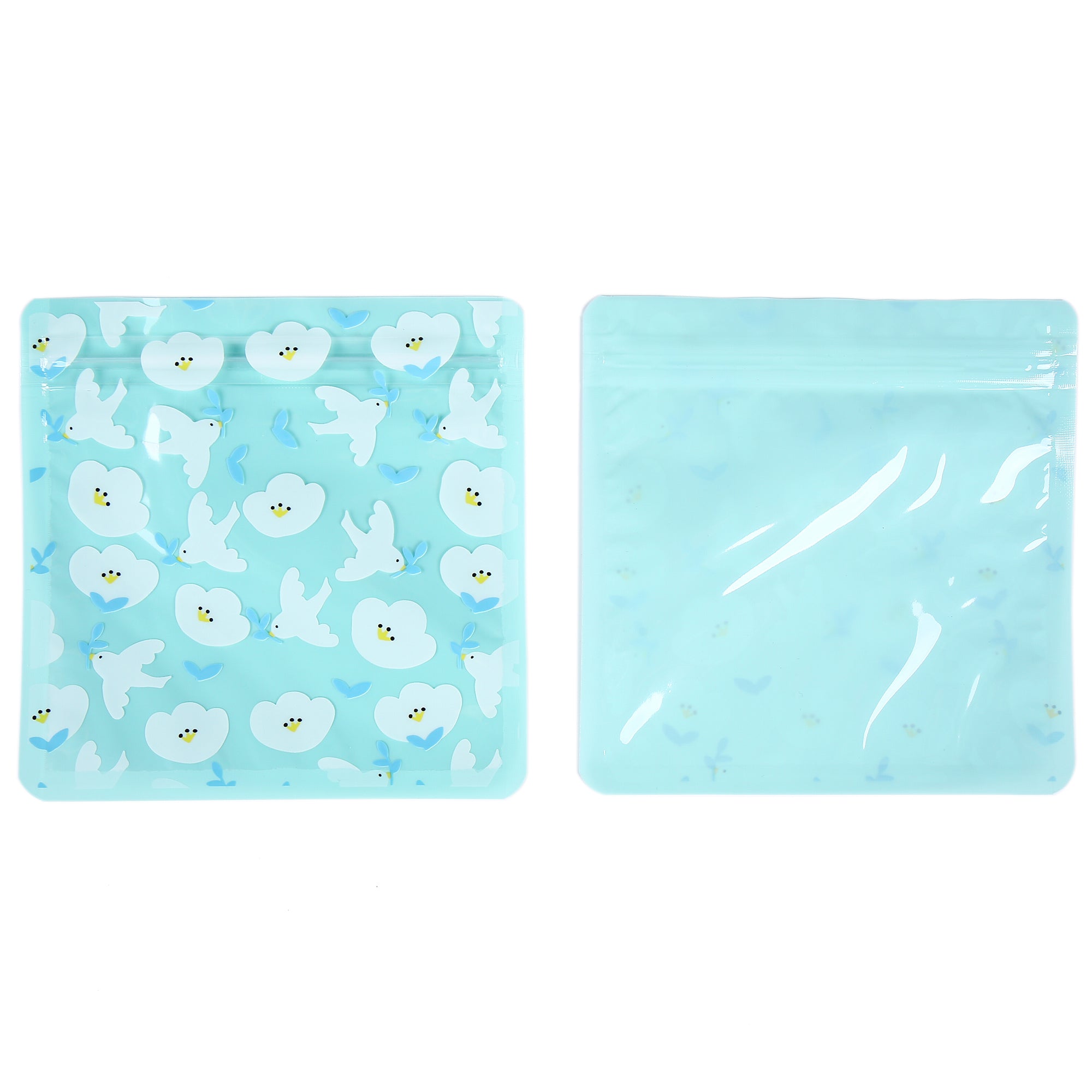 Peaceful Blue Designed Multi-Icon Pattern QuickQlick® Bags with Clear Window