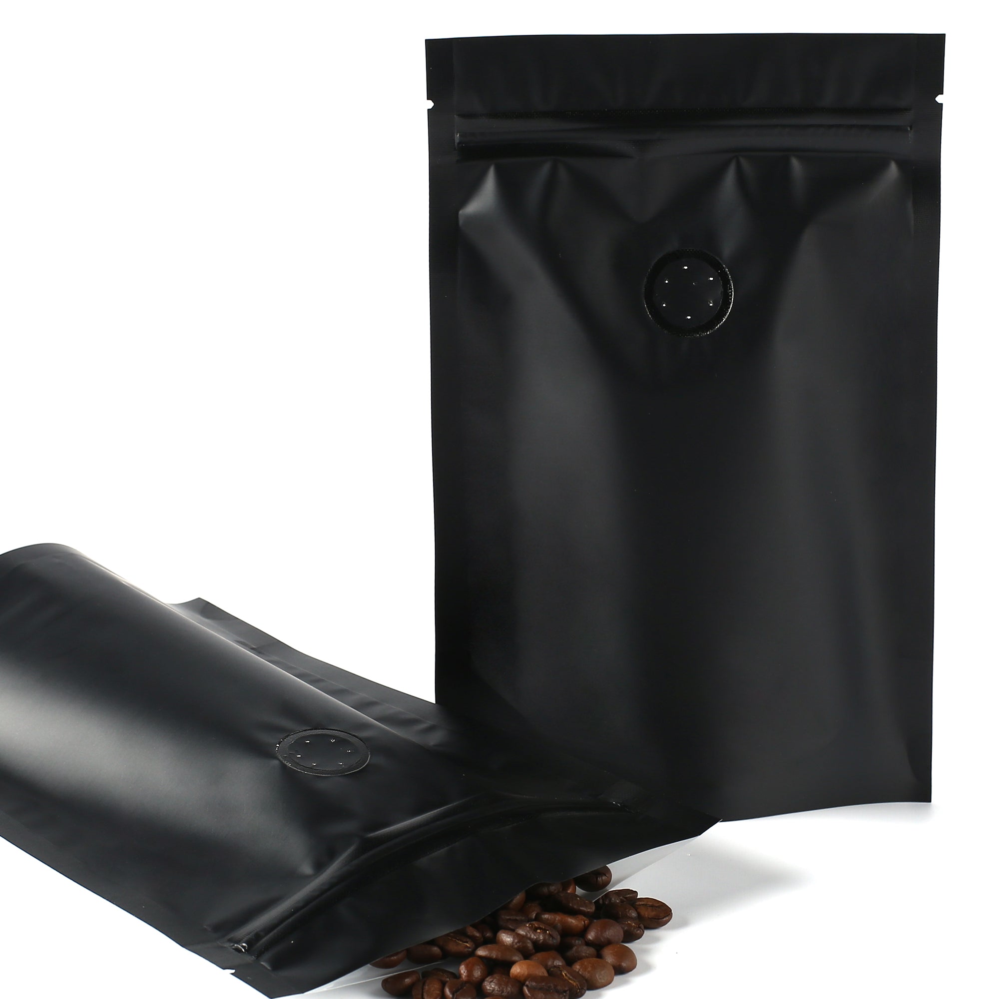 Single Side Matte Waxed Bean Black Metallic Mylar Stand Strong® Coffee Valve Bags