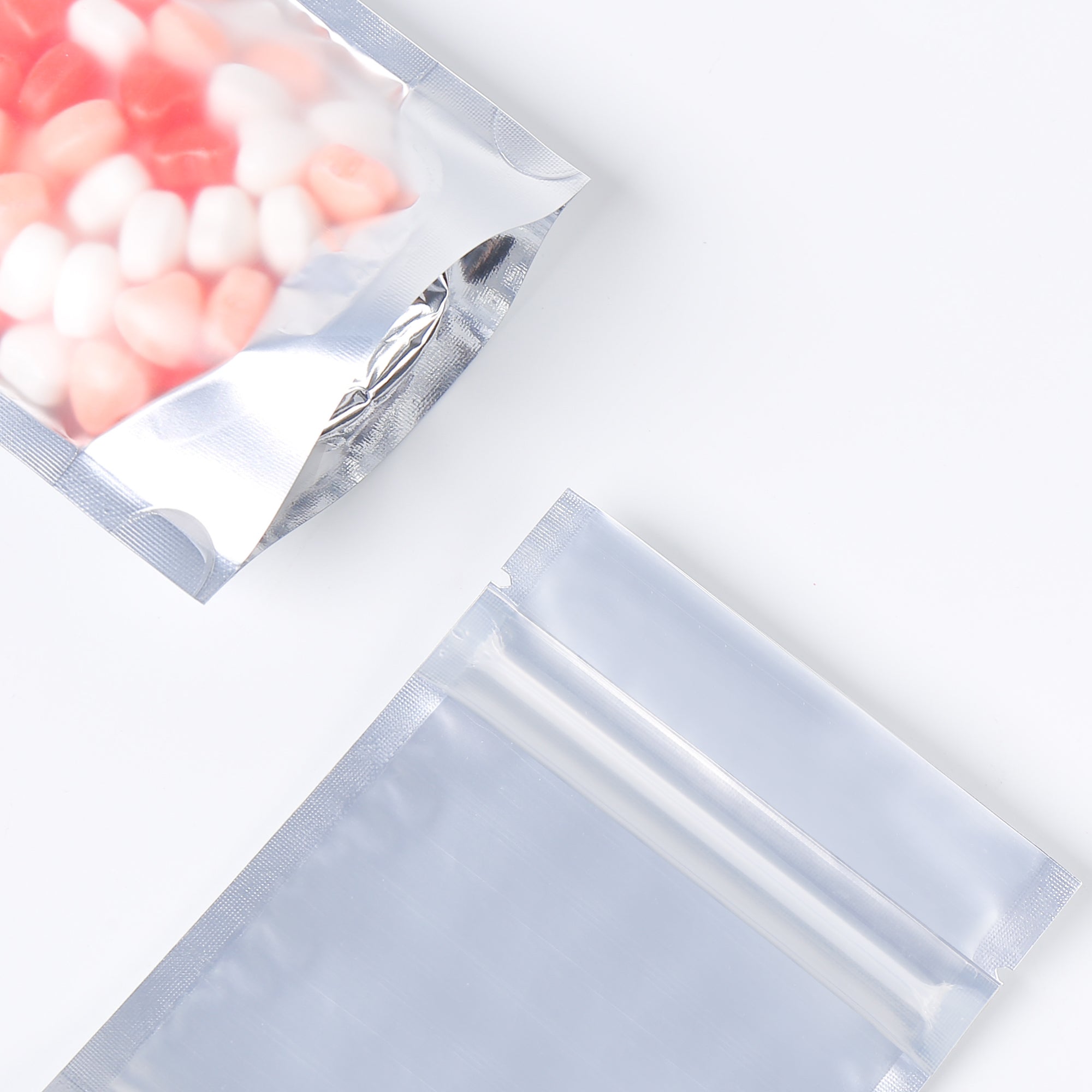 Half Off White Metallic Mylar Stand Strong® Bags