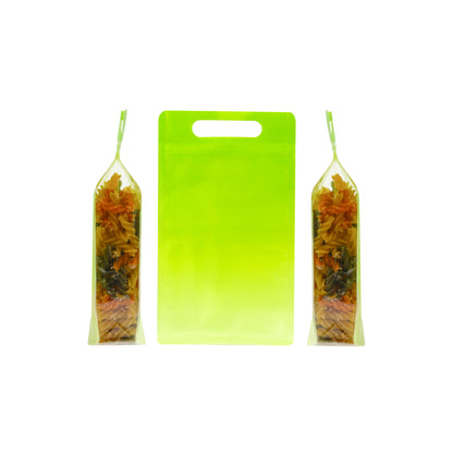 Gradient Avocado Green Clear Side Gusset Stand Strong® Bags with Die-Cut Handle