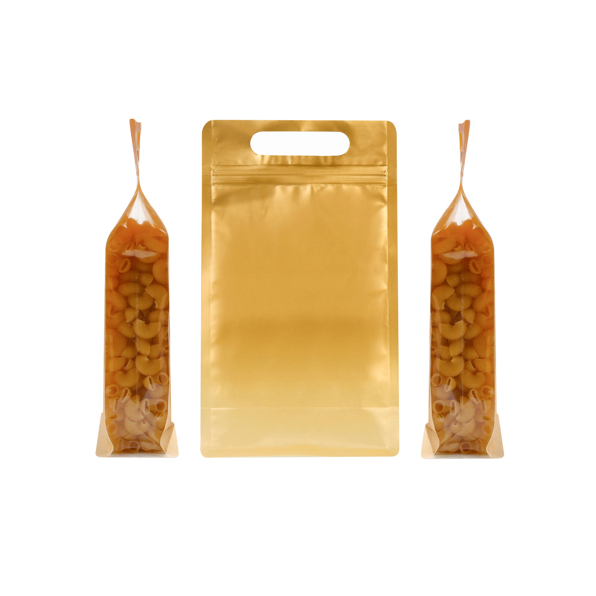 Gradient Chestnut Gold Clear Side Gusset Stand Strong® Bags with Die-Cut Handle
