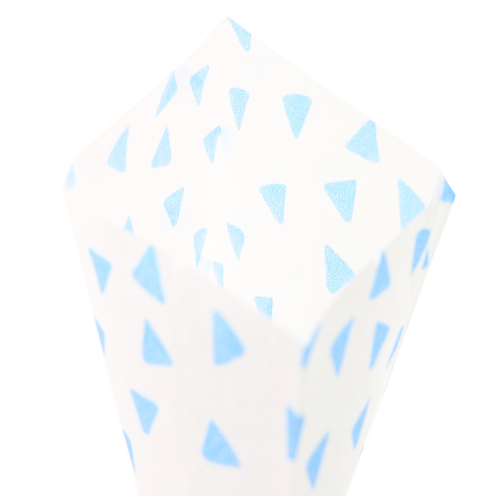 Printed Geo Blue Diamond Design Rice Paper Open Top Bags