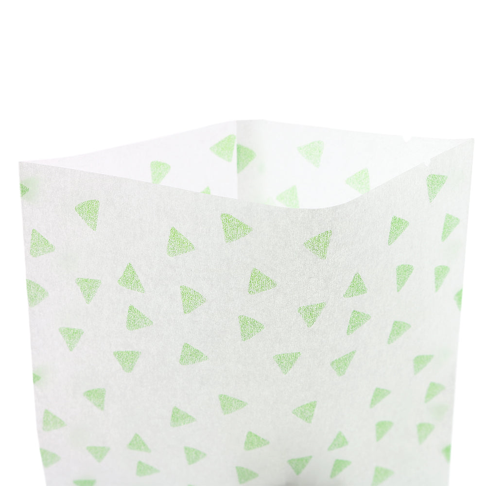 Mint Chip Green Printed Diamond Design Rice Paper Open Top Bags