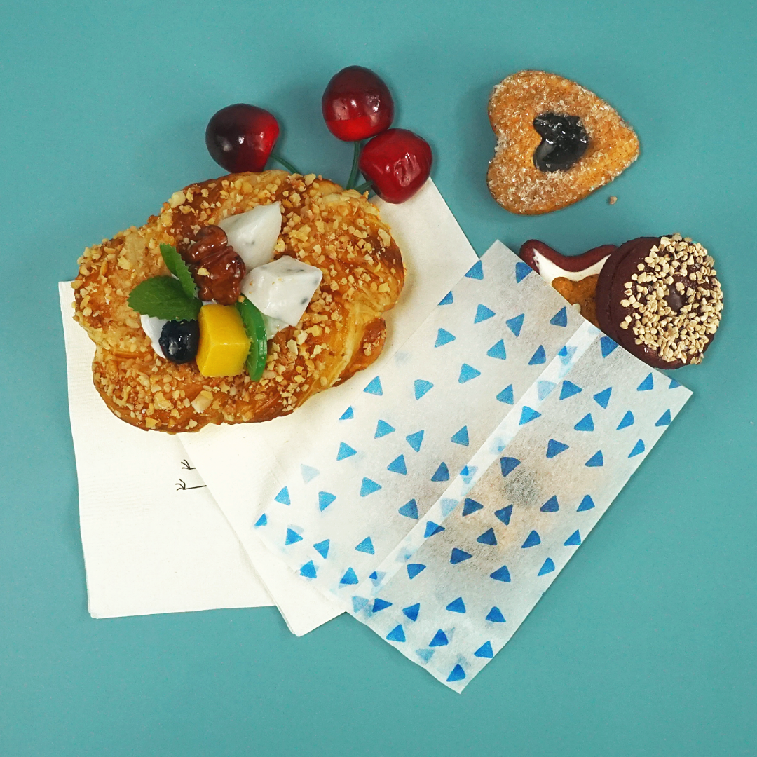 Printed Geo Blue Diamond Design Rice Paper Open Top Bags
