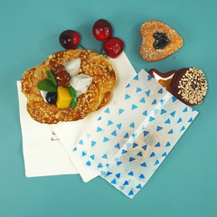 Printed Geo Blue Diamond Design Rice Paper Open Top Bags