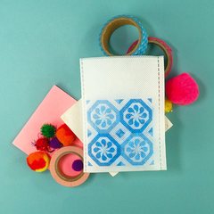 Geometric Crafty Blue Design Non-Woven Open Top Bags