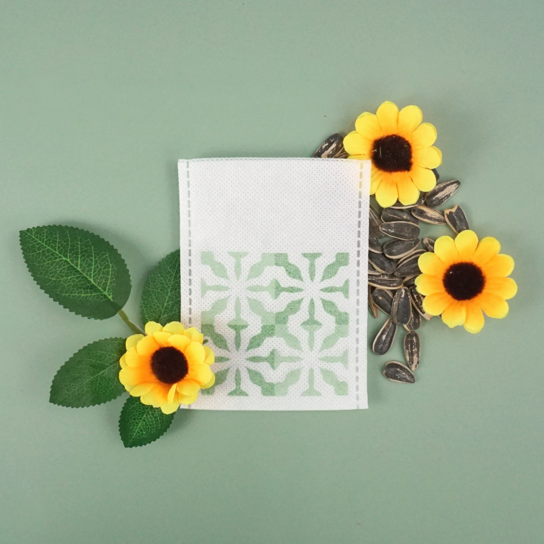 Green Tea Geometric Design Non-Woven Open Top Bags