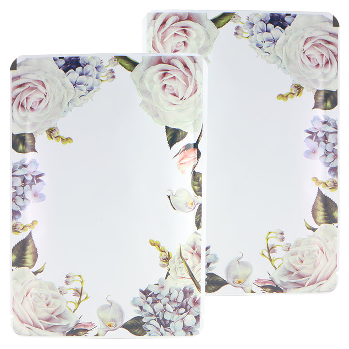 QQ Studio® Botanical White Matte Flower Border Design Open SlickSeal™ Bags