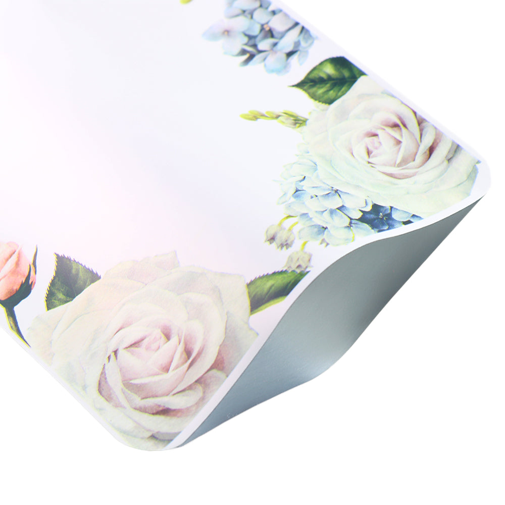Botanical White Matte Flower Border Design Open SlickSeal™ Bags
