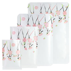 Rosey White Matte Flower Girl Design Open Bottom Bags