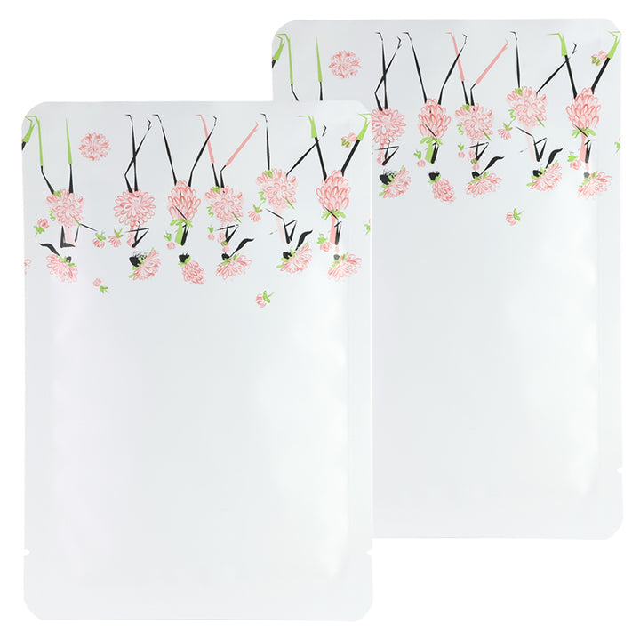 QQ Studio® Rosey White Matte Flower Girl Design Open Bottom Bags