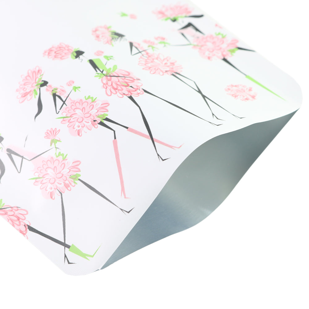 Rosey White Matte Flower Girl Design Open Bottom Bags