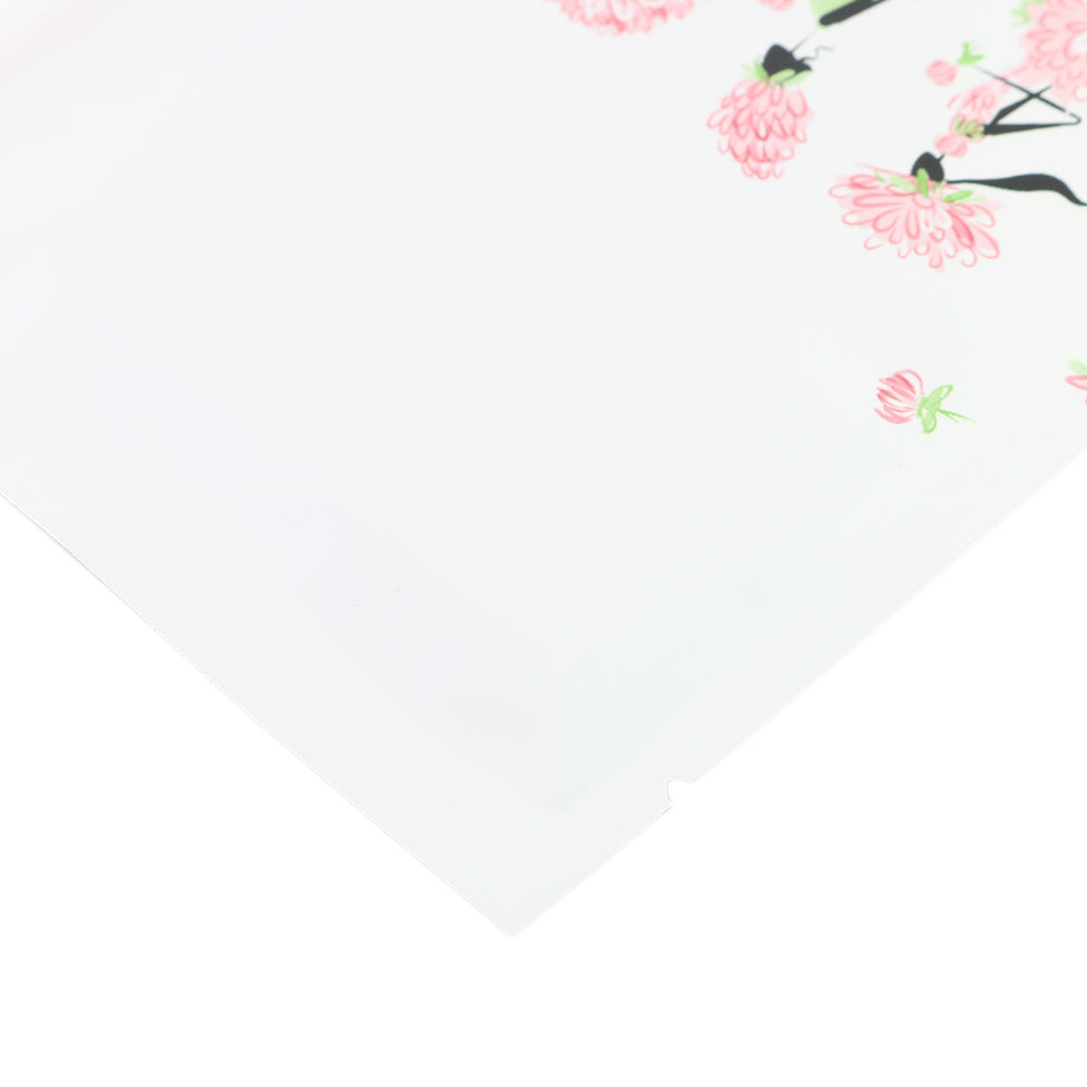 Rosey White Matte Flower Girl Design Open Bottom Bags