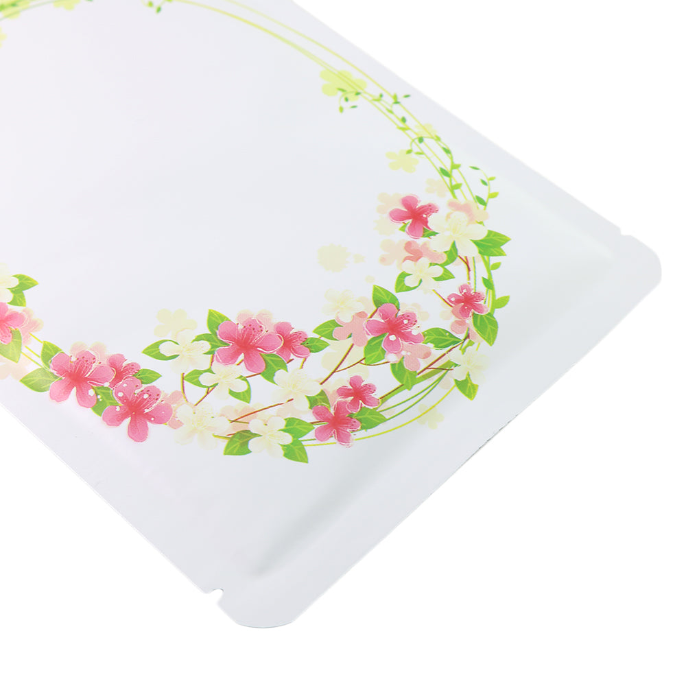 Wreath White Matte Flower Design Open SlickSeal™ Bags
