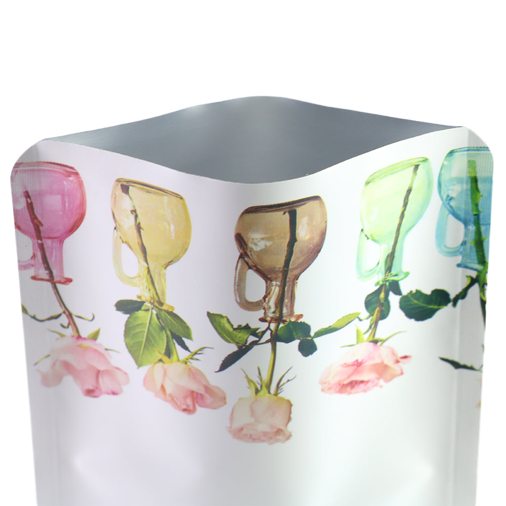 White Dye Matte Flower Vase Design Open Bottom Bags