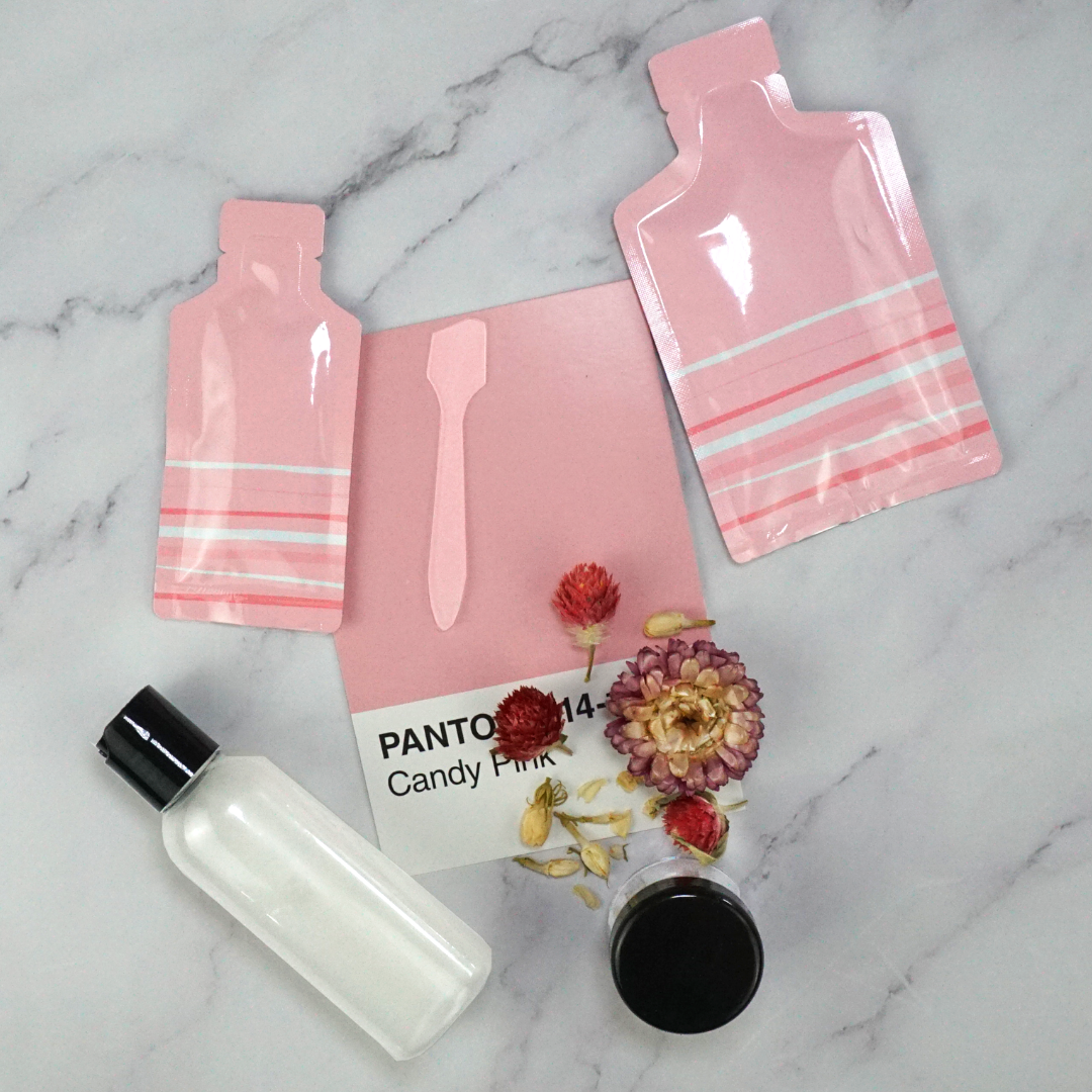 Glossy Rosé Pink Aluminum Bottle Shape Open Bottom Bags