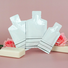 Glossy Sunscreen White Aluminum Bottle Shape Open Bottom Bags