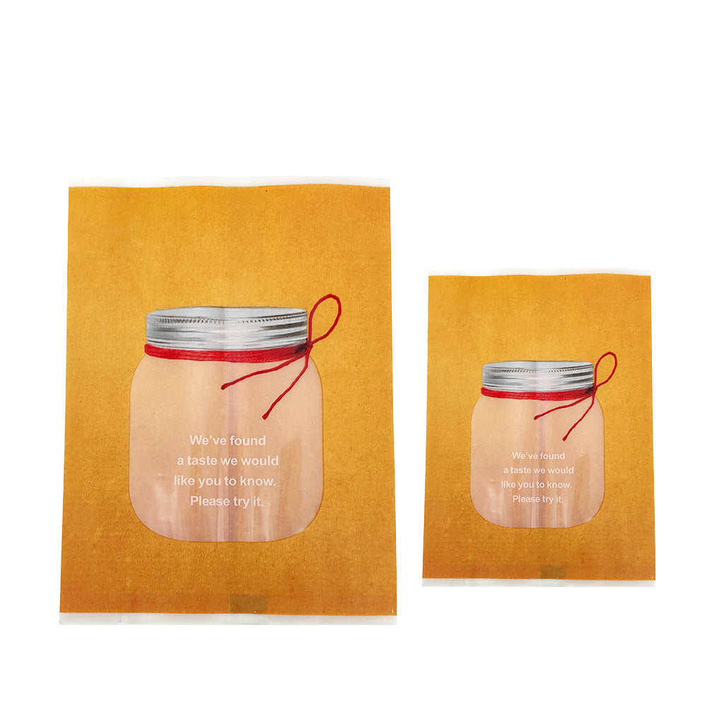 Honey Brown with Clear Window Jar Design Open Top Bags