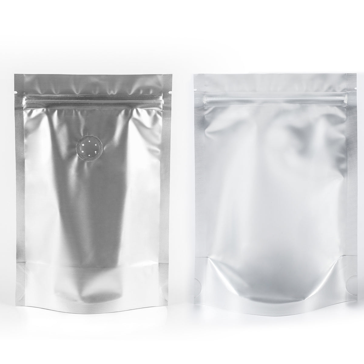 Single Side Matte Nightcap Nickel Silver Metallic Mylar Stand Strong® Coffee Valve Bags