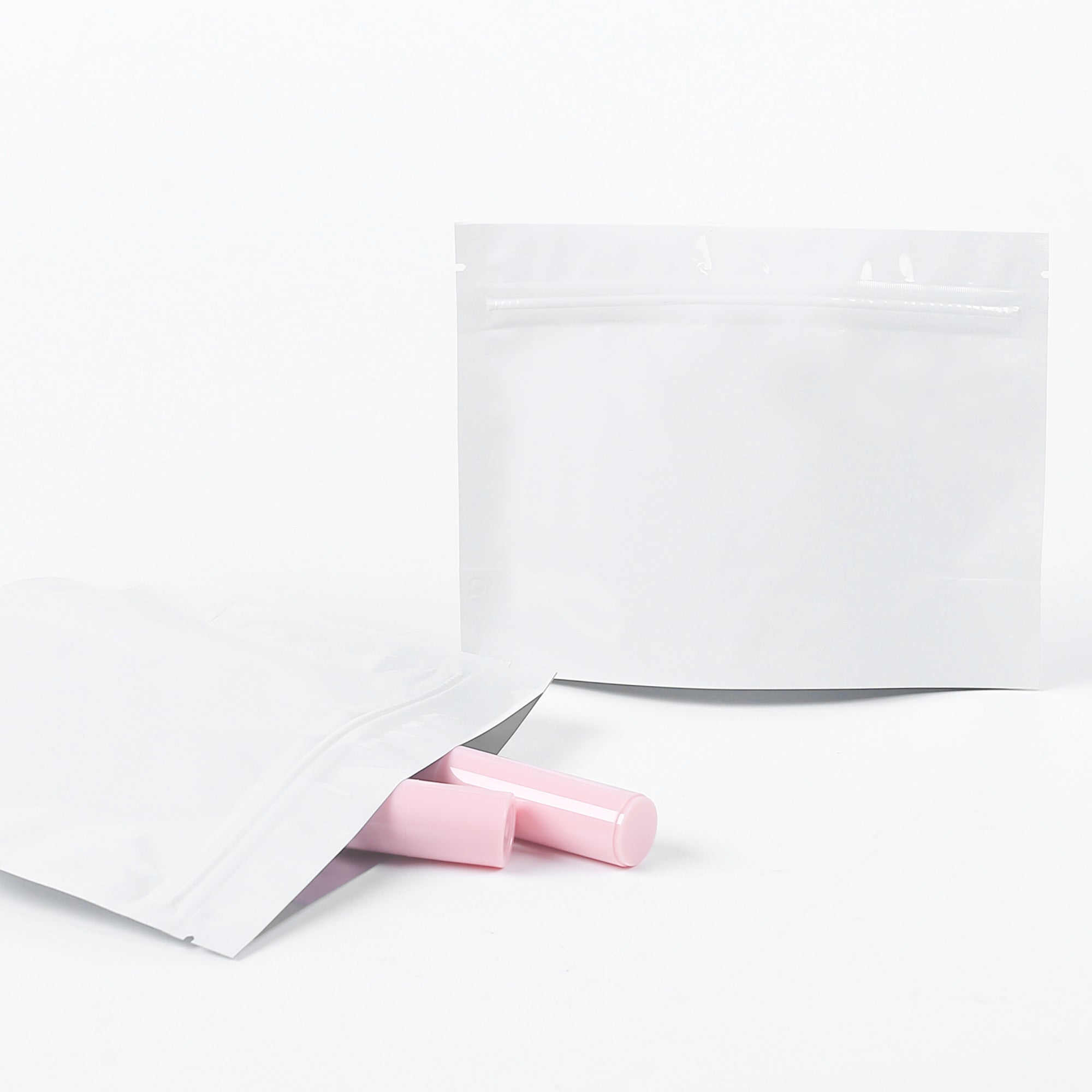Double-Sided Glossy Arctic White Horizontal Mylar Stand Strong® Bags
