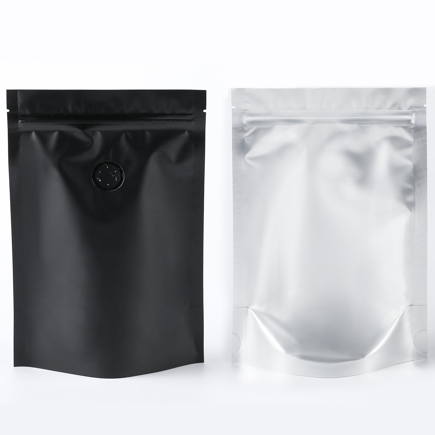 Single Side Matte Waxed Bean Black Metallic Mylar Stand Strong® Coffee Valve Bags