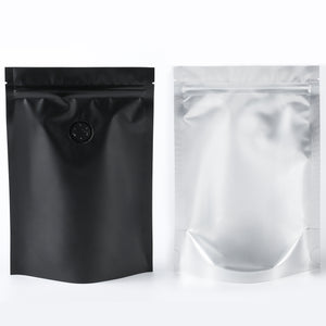 Single Side Matte Waxed Bean Black Metallic Mylar Stand Strong® Coffee Valve Bags