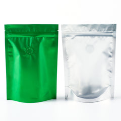 Single Side Matte Emerald Bean Green Metallic Mylar Stand Strong® Coffee Valve Bags