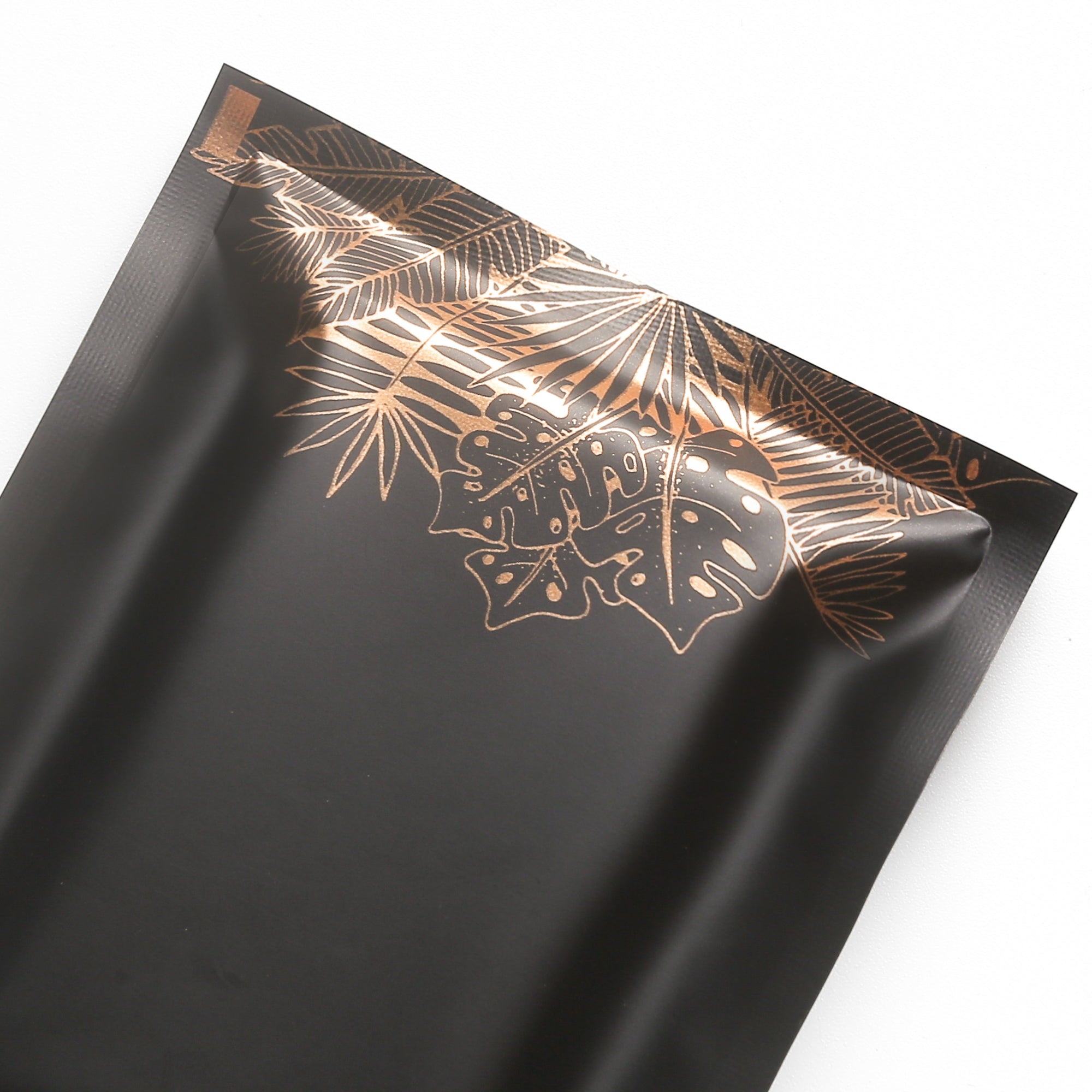 Matte Black Gold Leaf Foil Flat Zipper Seal Bags