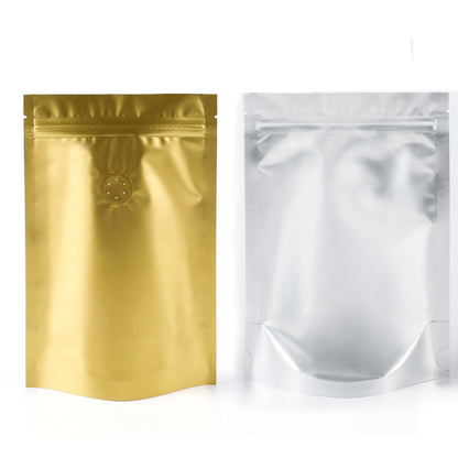 QQ Studio® Single Side Matte Chardonnay Coffee Gold Metallic Mylar Stand Strong™ Coffee Valve Bags