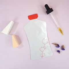 Aluminum Bottle Shaped Sunrise Red Leaf Design Open-Bottom Spout Storage Bags