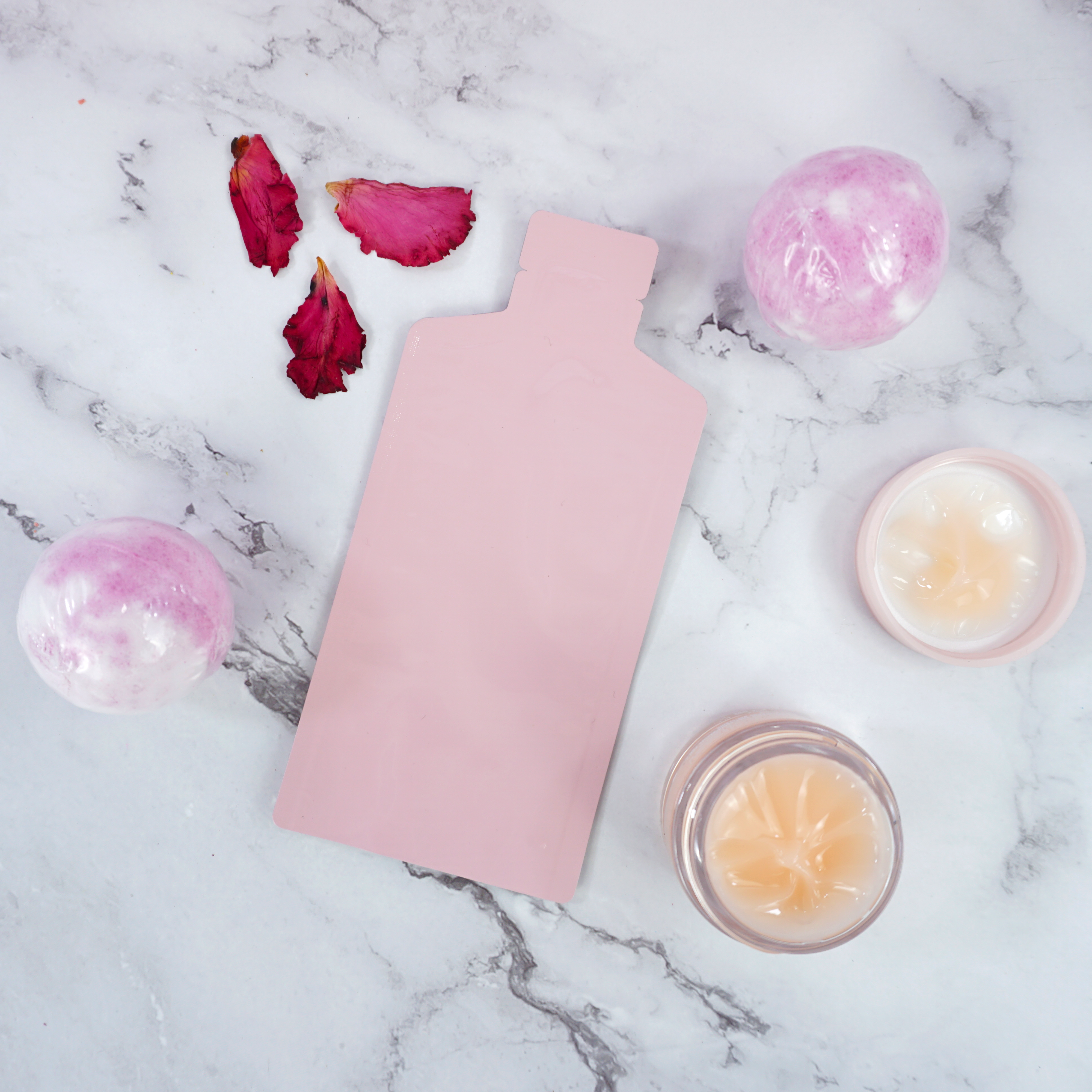 Glossy Valentine Pink Aluminum Bottle Shape Open Bottom Bags