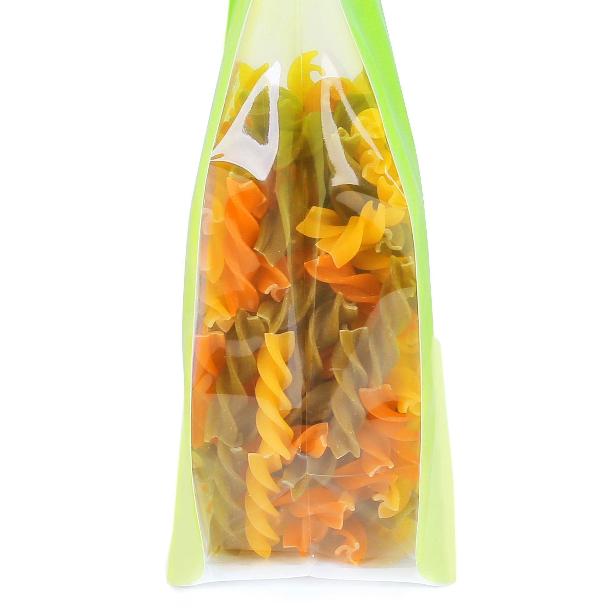 Gradient Avocado Green Clear Side Gusset Stand Strong® Bags with Die-Cut Handle