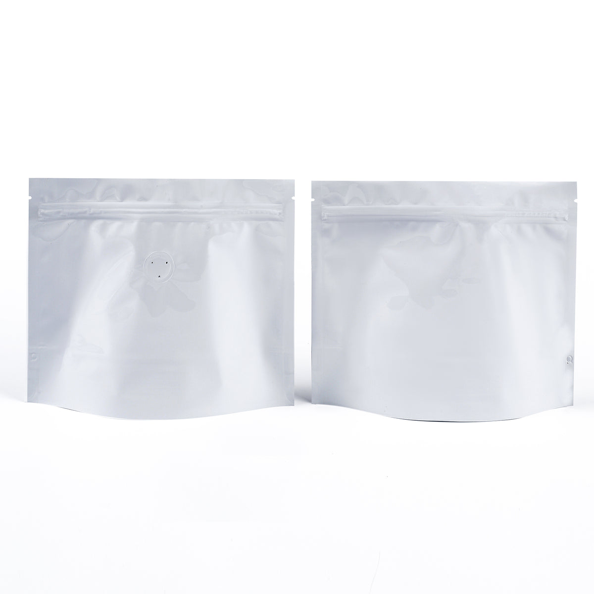 Double-Sided Glossy Iced Coffee Arctic White Horizontal Mylar StandStrong™ Coffee Valve Bags