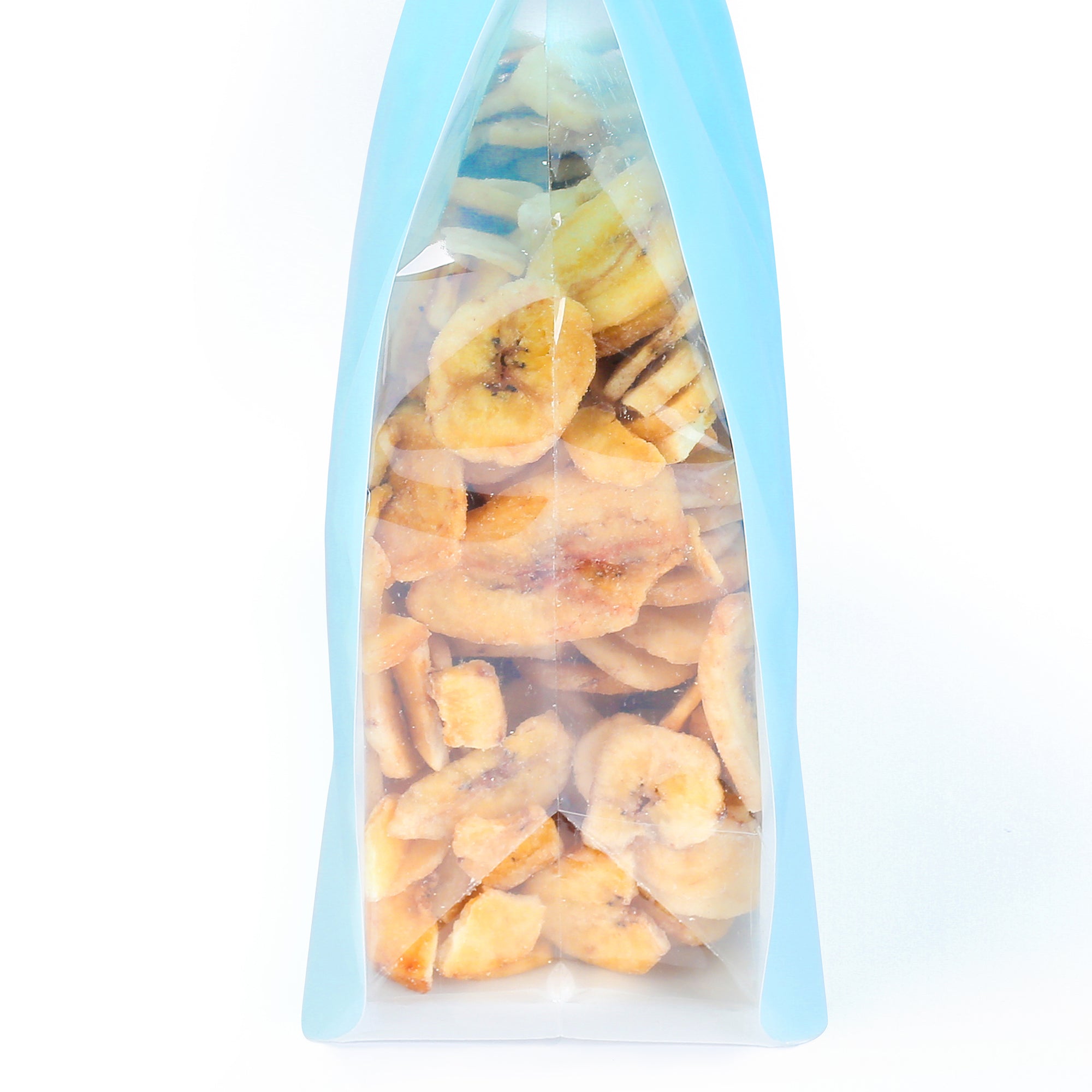 Gradient Sky Blue Clear Side Gusset Stand Strong® Bags with Die-Cut Handle