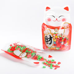 Lucky Cat Red Stand Strong® Bags with Animal Print Window