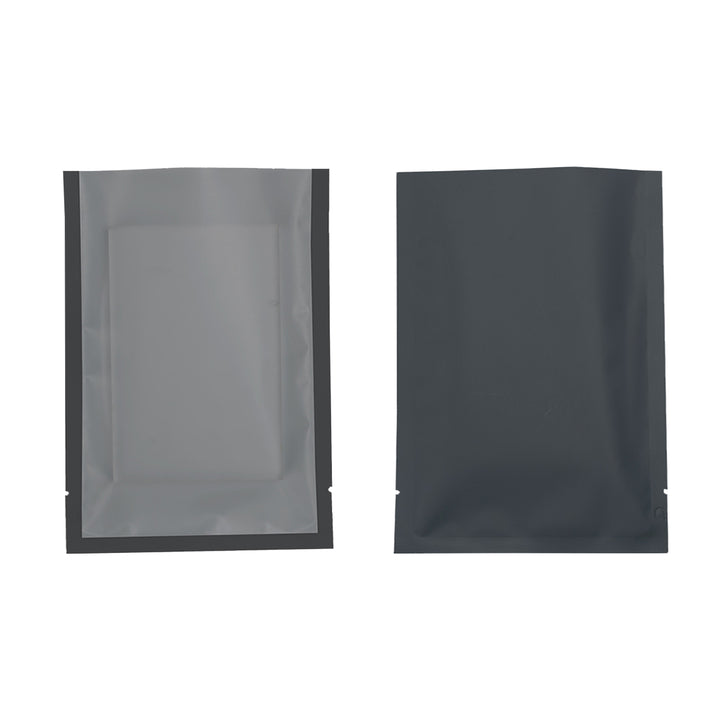 QQ Studio® Half Coal Black Matte Plastic SlickSeal™ Bags with Frosted Window