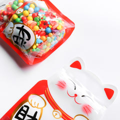 Lucky Cat Red Stand Strong® Bags with Animal Print Window