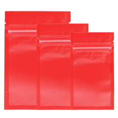 Flat Zipper Seal Bags – Matte Red Plastic with Frosted Window