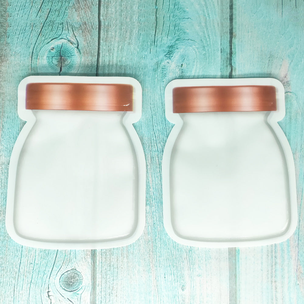 Copper Lid Powder White Jar Shaped Flat Plastic QuickQlick® Bags