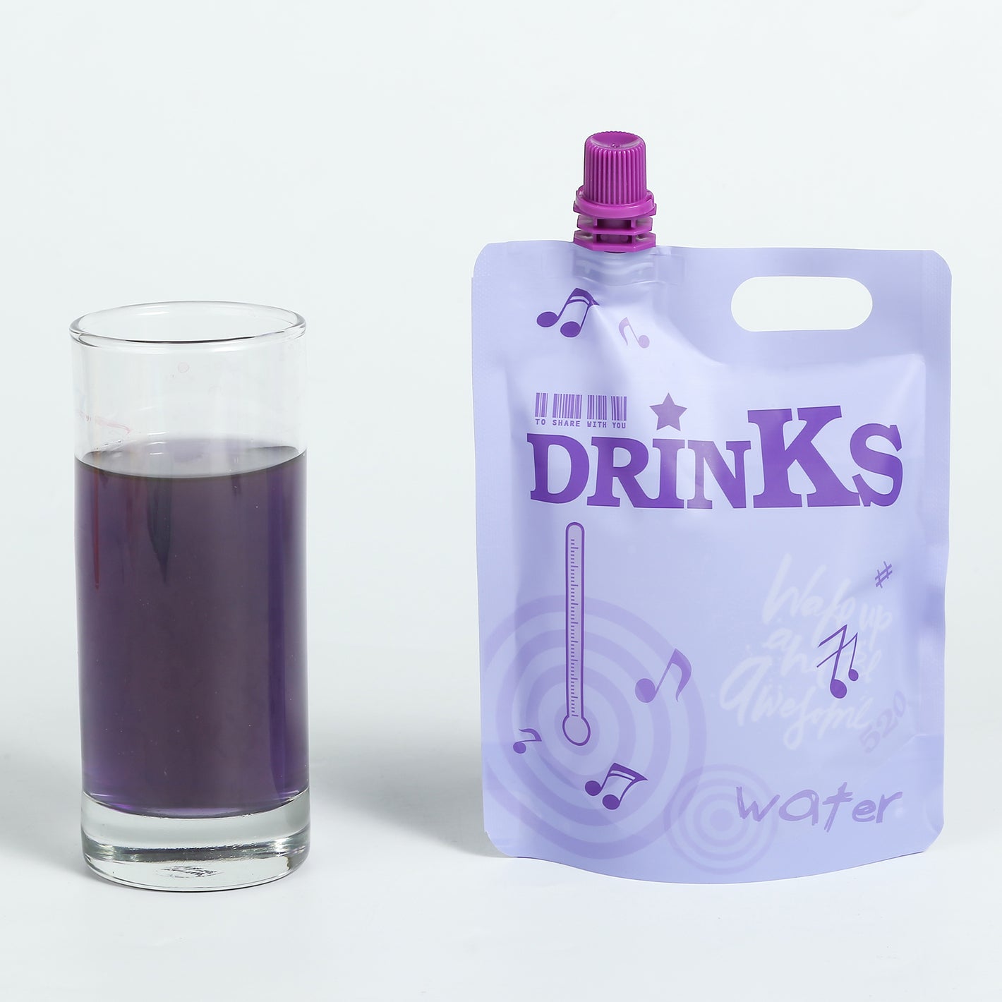 QQ Studio Matte Passion Fruit Purple Designed Drink Pouches with Screw Cap Spout