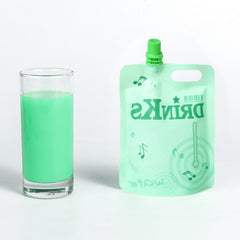 Matte Melon Green Designed Drink Pouches with Screw Cap Spout