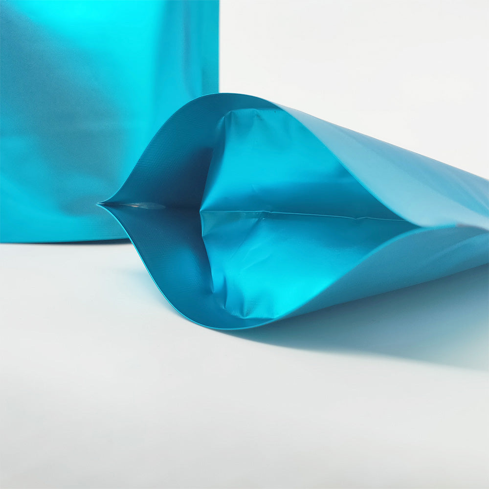 Matte Cool Blue Mylar Stand Strong® Bags